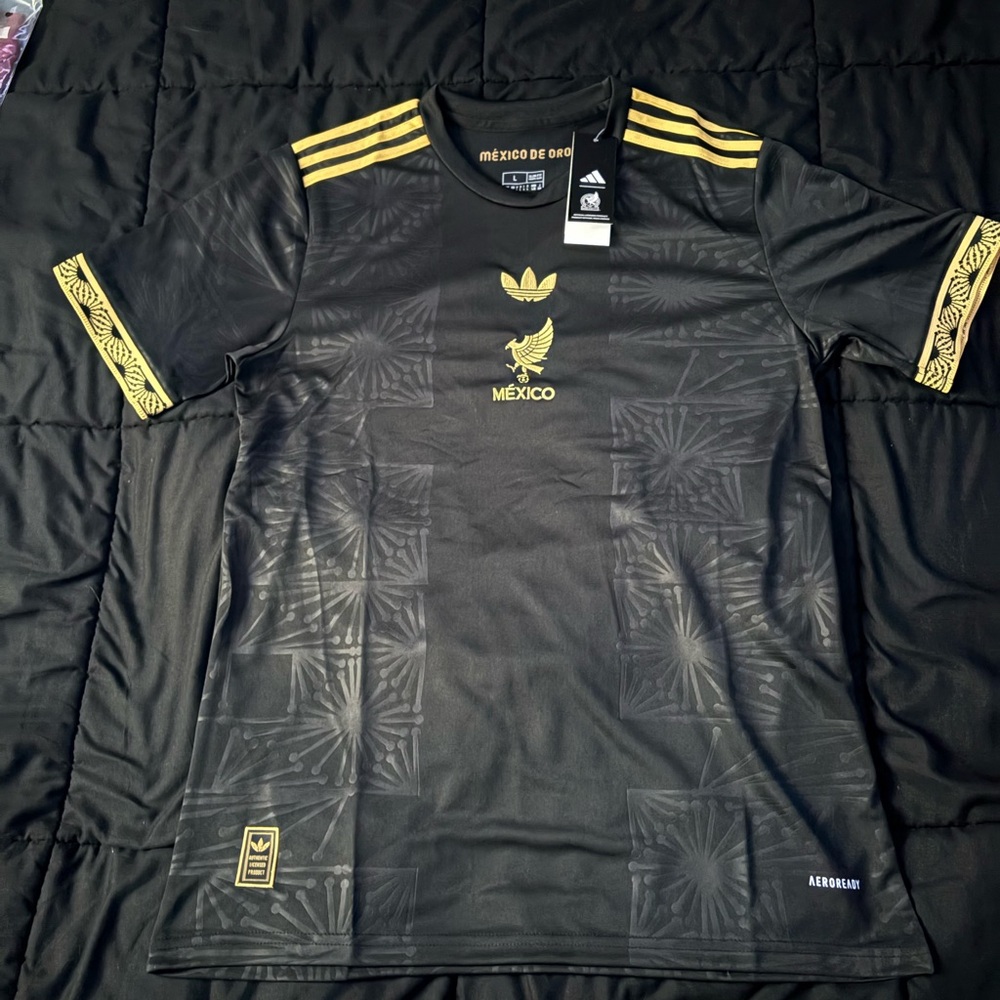 Adidas Black Jersey with Gold Mexico